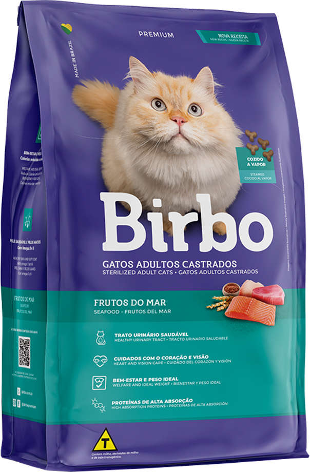 Ração Seca Birbo Frutos do Mar para Gatos Castrados
