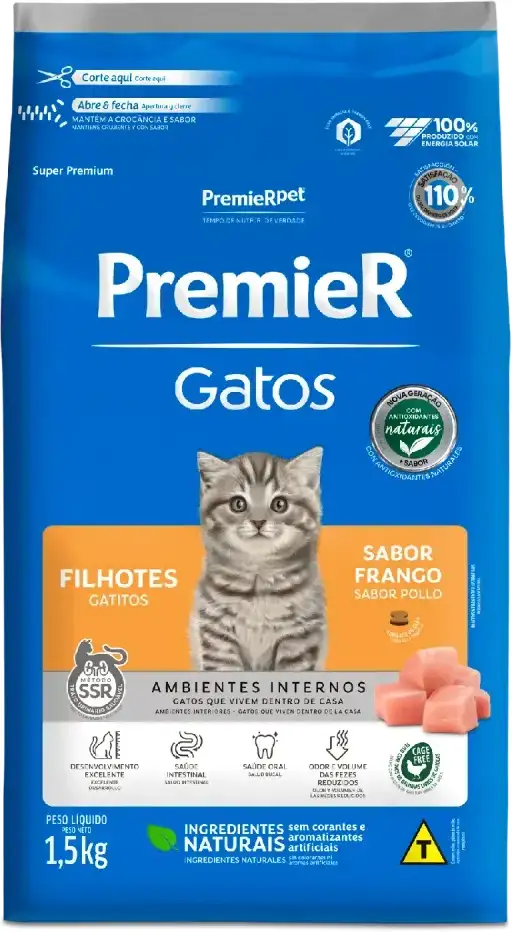 PremieR Ambientes Internos para Gatos Filhotes Sabor Frango 1,5kg