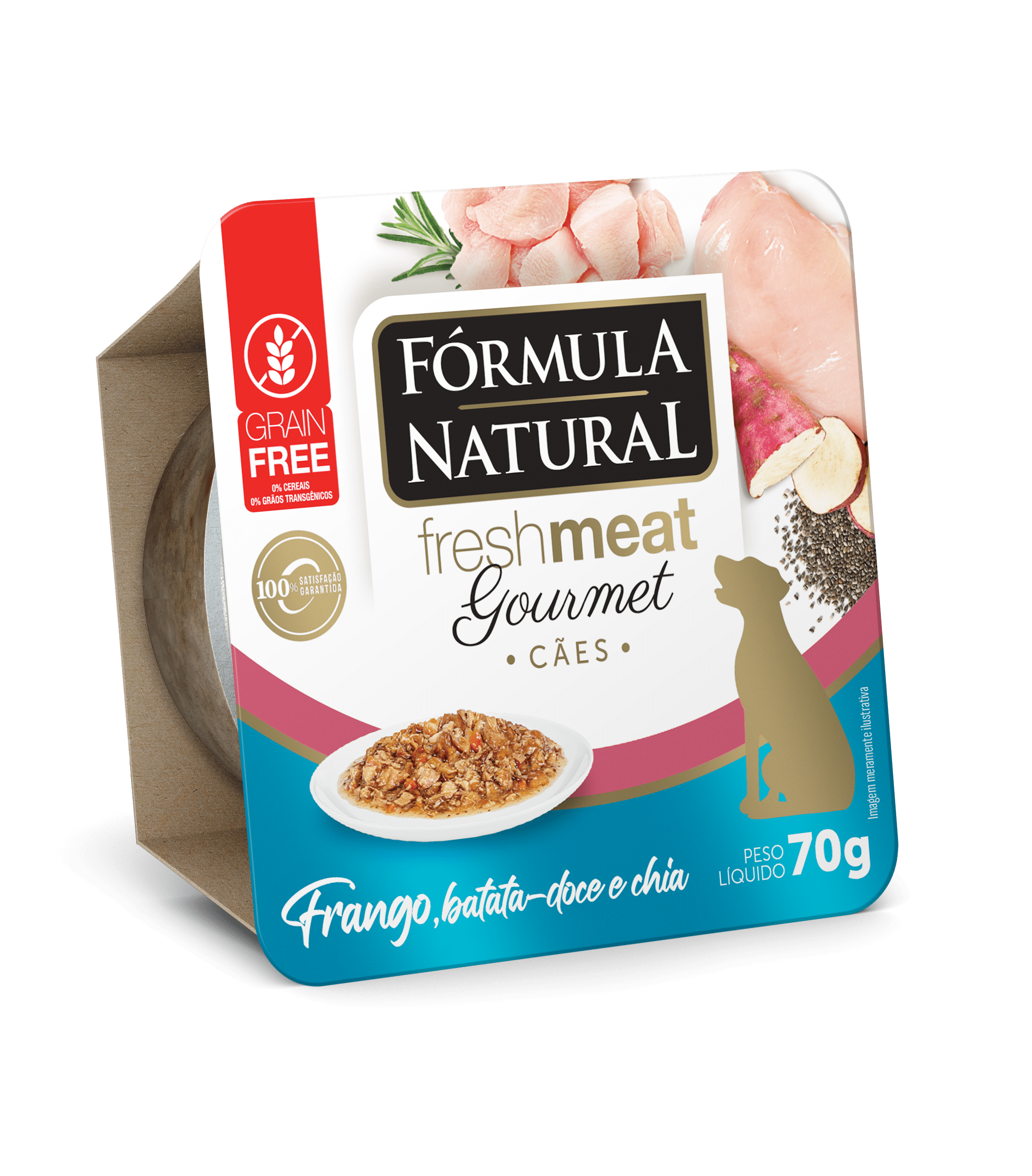 Fórmula Natural Fresh Meat Gourmet para Cães Adultos Sabor Frango, Batata Doce e Chia 70g