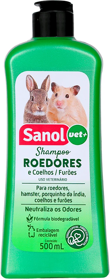 Shampoo Sanol Vet + Verde para Roedores, Coelhos/Furões