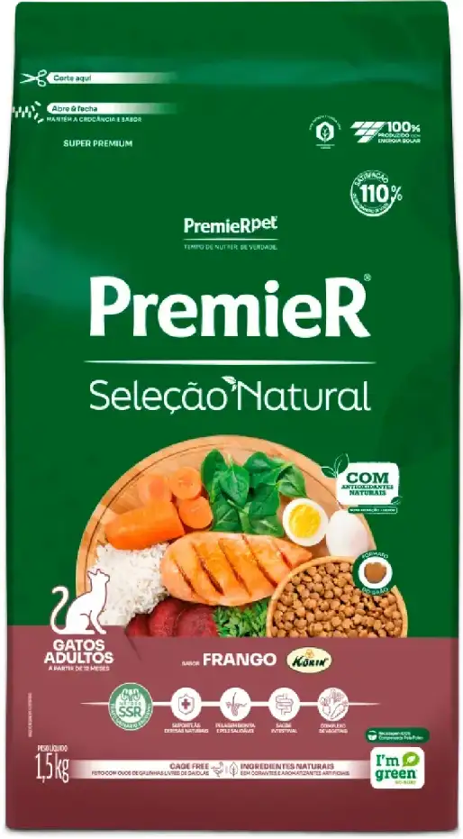 PremieR Seleção Natural para Gatos Adultos Sabor Frango Korin 1,5kg