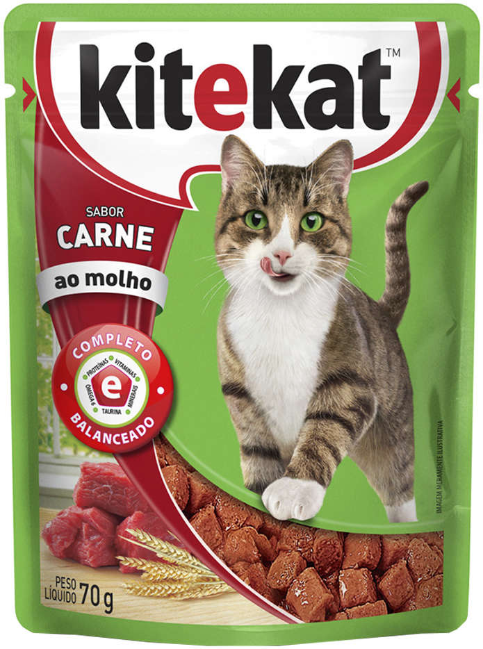 Ração Kitekat Sachê Carne para Gatos Adultos