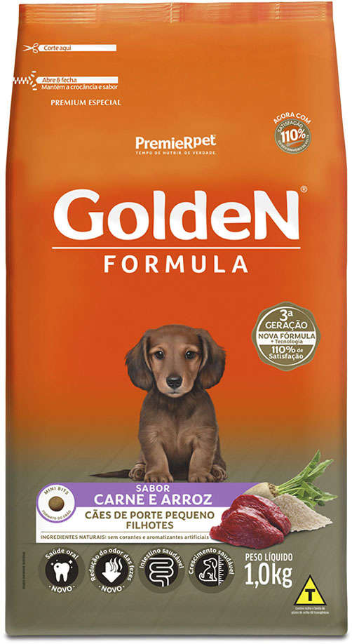 GoldeN Formula para Cães Filhotes Porte Pequeno Sabor Carne e Arroz 1kg