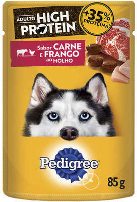 Ração Úmida Pedigree High Protein Sachê Carne e Frango Ao Molho para Cães Adultos