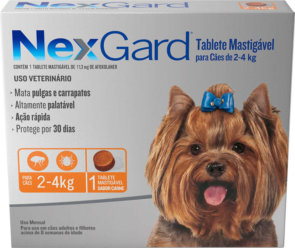 Antipulgas e Carrapatos NexGar para Cães de 2 a 4 Kg