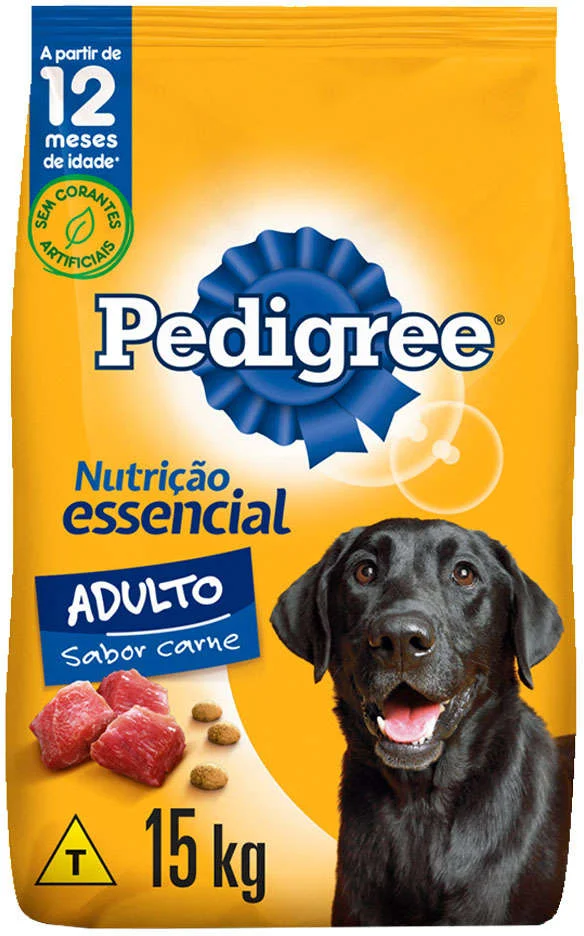 Ração Seca Pedigree Nutrição Essencial Carne para Cães Adultos Raças Médias e Grandes