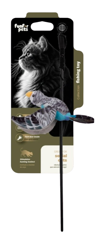 FUNCAT TOY WAND REALISTIC BIRDS WITH FEATHERS