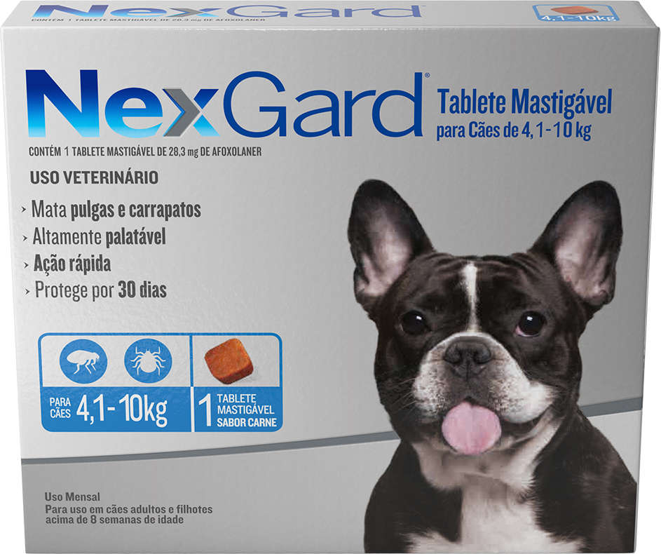 Antipulgas e Carrapatos NexGard para Cães de 4,1 a 10 Kg