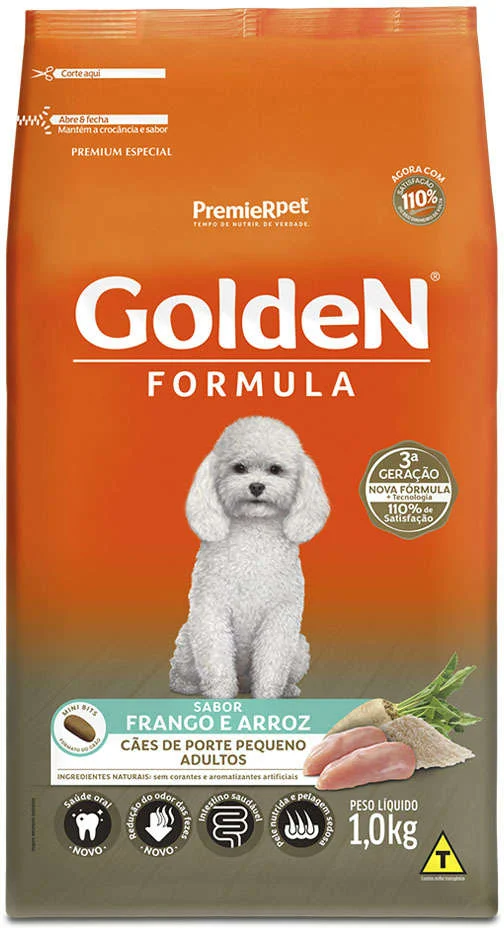 GoldeN Formula para Cães Adultos Porte Pequeno Sabor Frango e Arroz 1kg