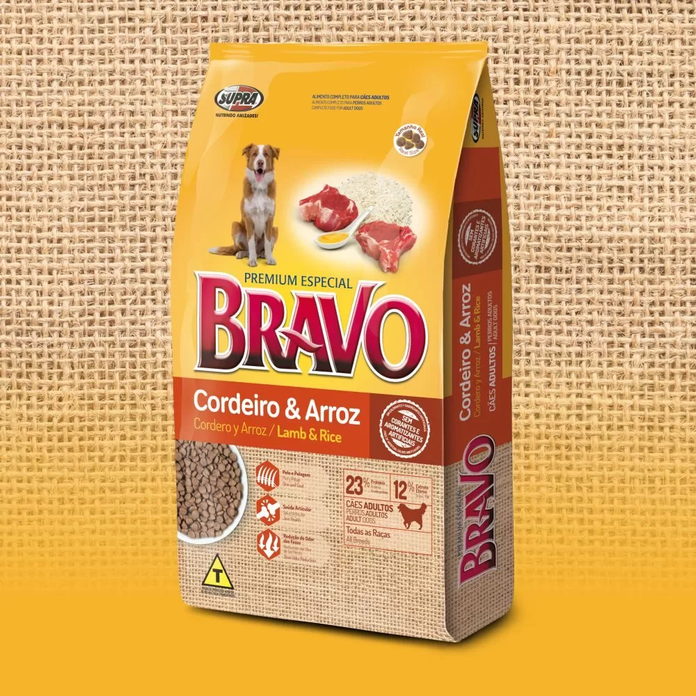Ração Seca Bravo Cordeiro e Arroz para Cães Adultos de Todos os Tamanhos
