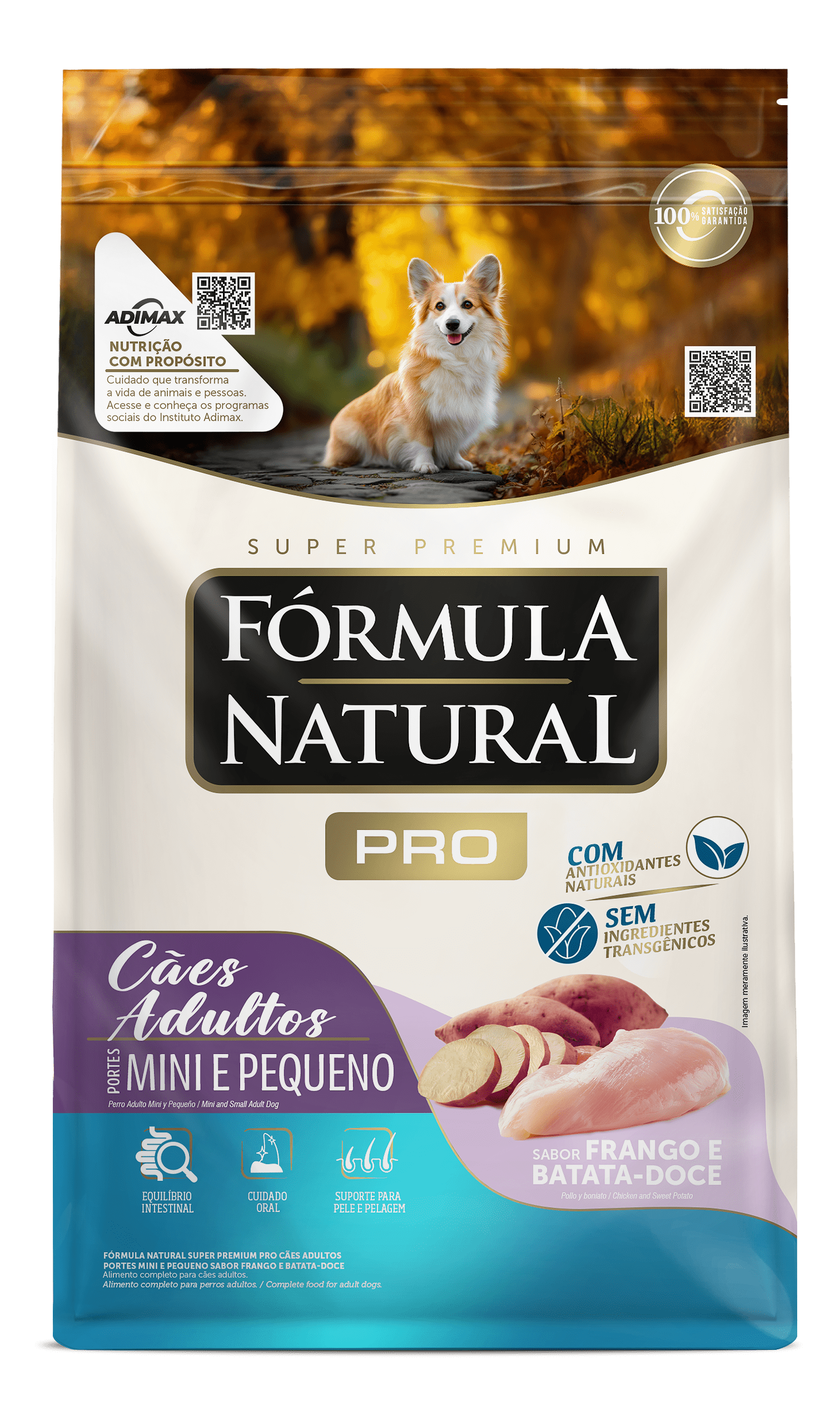 Fórmula Natural Pro para Cães Adultos Portes Mini e Pequeno Sabor Frango e Batata Doce 20kg