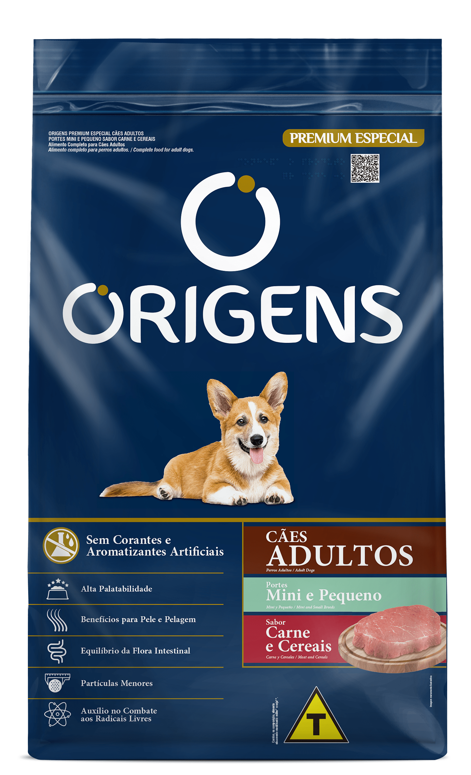 Origens para Cães Adultos Portes Mini e Pequeno Sabor Carne e Cereais 1kg