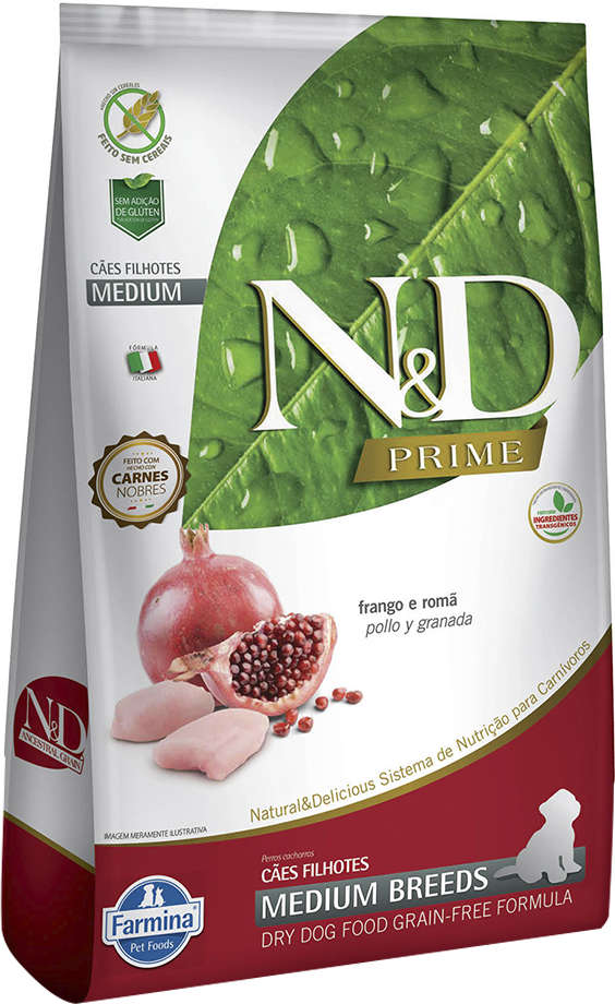Ração Farmina N&D Prime para Cães Filhotes Porte Médio Sabor Frango e Romã Puppy Medium