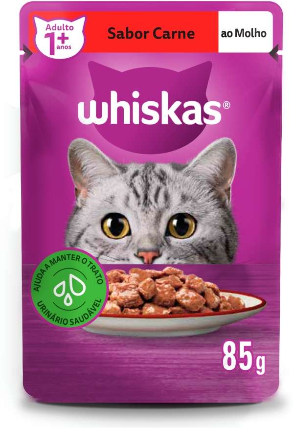 Ração Úmida Whiskas Sachê Carne ao Molho para Gatos Adultos