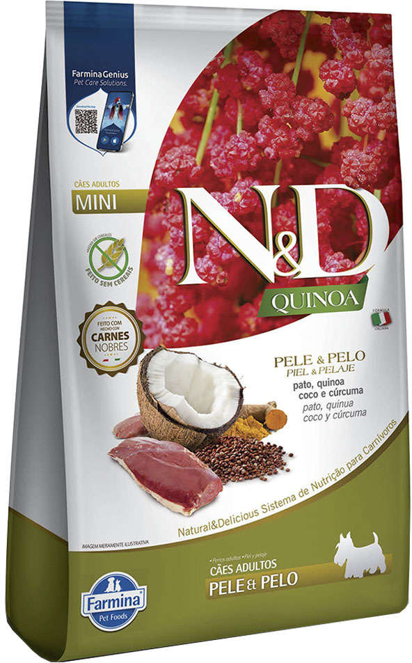 N&D Quinoa Skin and Coat para Cães Adultos Porte Pequeno Pele e Pelo Sabor Pato 2,5kg