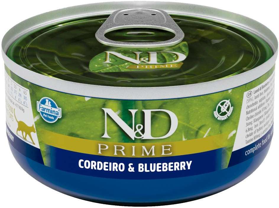N&D Prime Ração Úmida para Gatos Adultos Sabor Cordeiro e Blueberry Adult Wet Food 70g