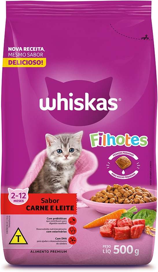 Ração Whiskas Carne e Leite para Gatos Filhotes