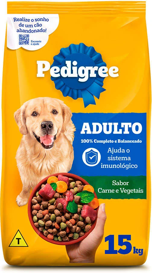 Ração Seca Pedigree Carne e Vegetais para Cães Adultos Raças Médias e Grandes