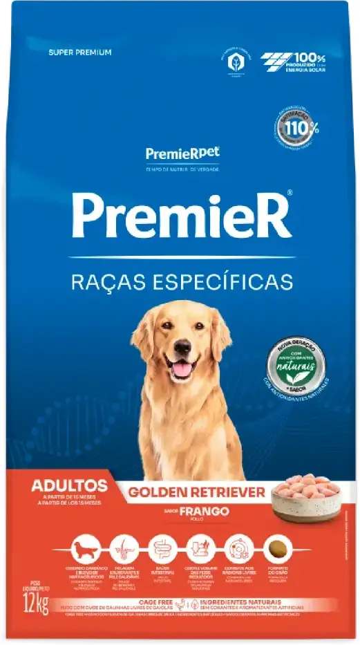 PremieR Raças Específicas para Golden Retriever Adultos Porte Grande Sabor Frango 12kg