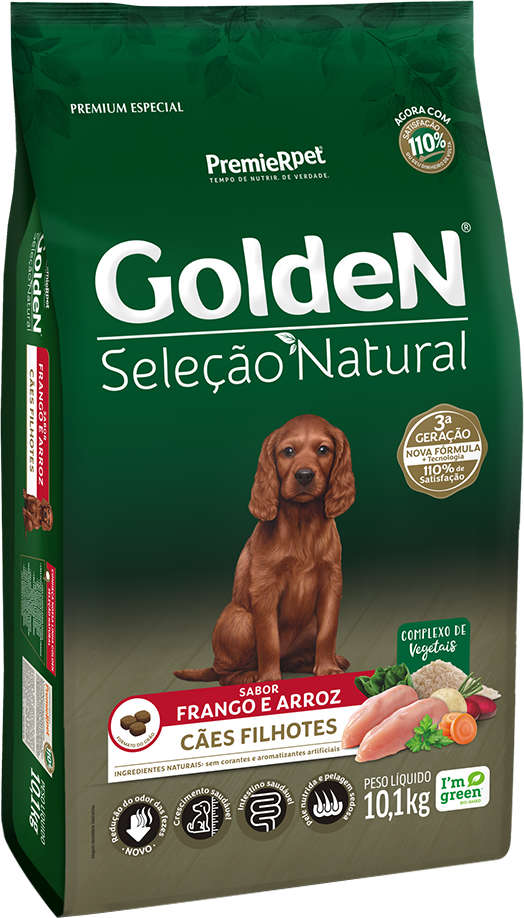 GoldeN Seleção Natural para Cães Filhotes Sabor Frango e Arroz 10,1kg
