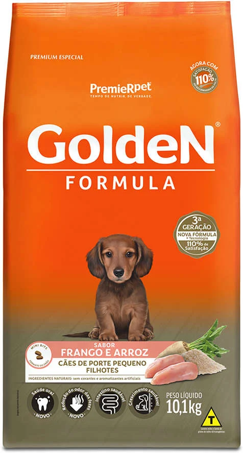 GoldeN Formula para Cães Filhotes Porte Pequeno Sabor Frango e Arroz 10,1kg