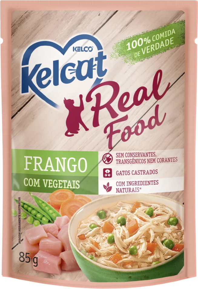 Ração Úmida Kelcat Real Food Frango com Arroz e Vegetais