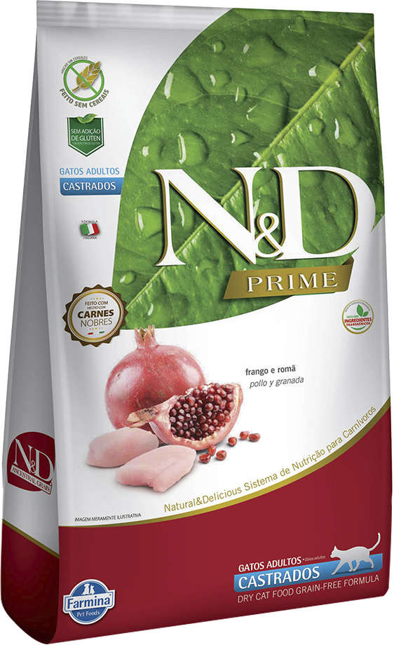 N&D Prime para Gatos Castrados Sabor Frango e Romã Castrados 1,5kg