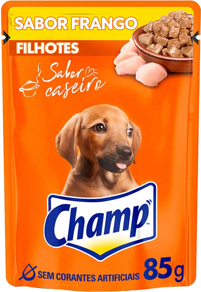 Ração Úmida Champ Sachê Sabor Caseiro Frango para Cães Filhotes