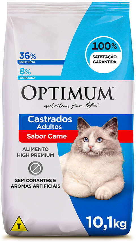 Ração Seca Optimum Carne para Gatos Adultos Castrados
