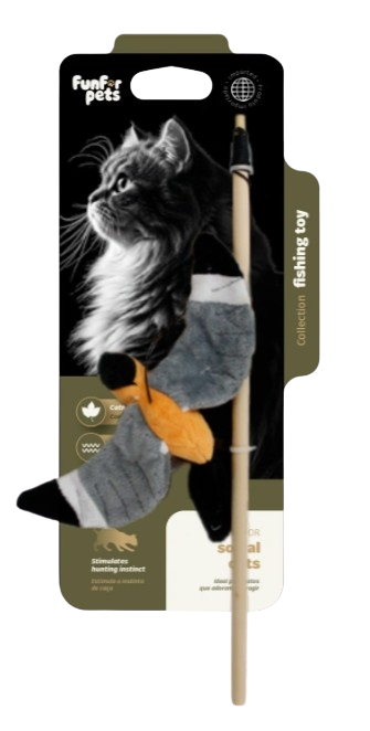 FUNCAT TOY WAND REALISTIC BIRDS CATNIP