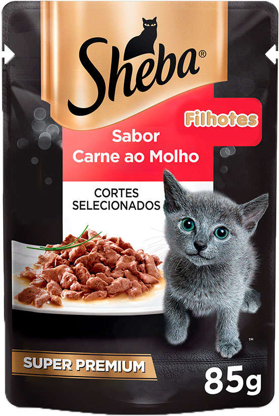 Ração Úmida Sachê Cortes Selecionados Sabor Carne ao Molho para Gatos Filhotes
