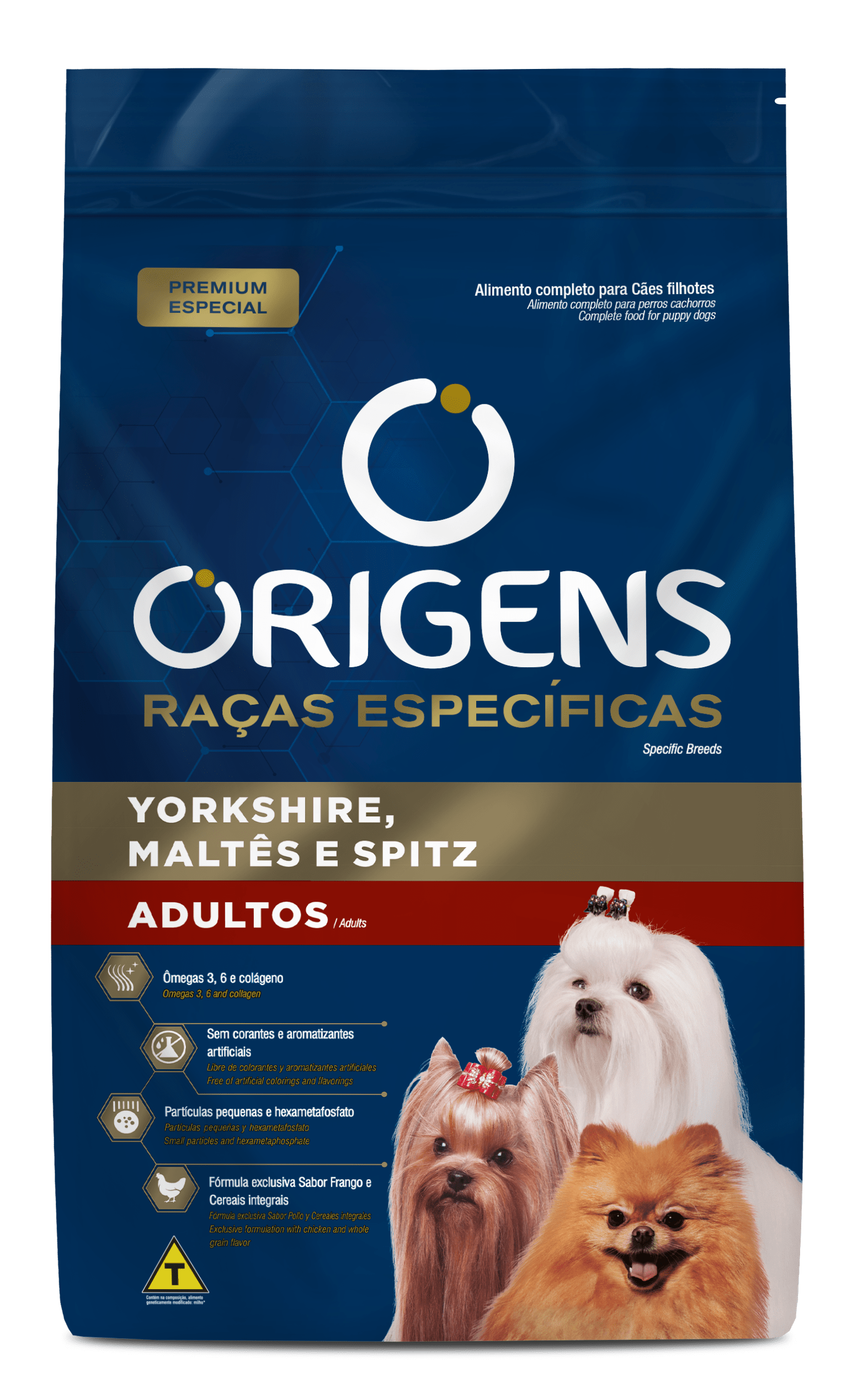 Origens Raças Específicas para Cães Adultos Yorkshire, Maltês e Spitz Alemão 3kg