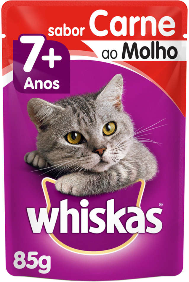 Ração Úmida Whiskas Sachê Carne ao Molho para Gatos Adultos Sênior 7 + Anos