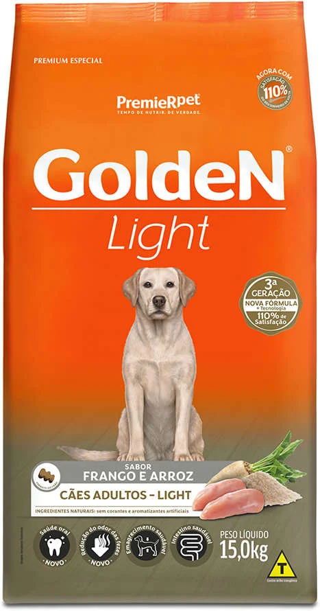 GoldeN Formula Cães Adultos Light Sabor Frango e Arroz 15kg