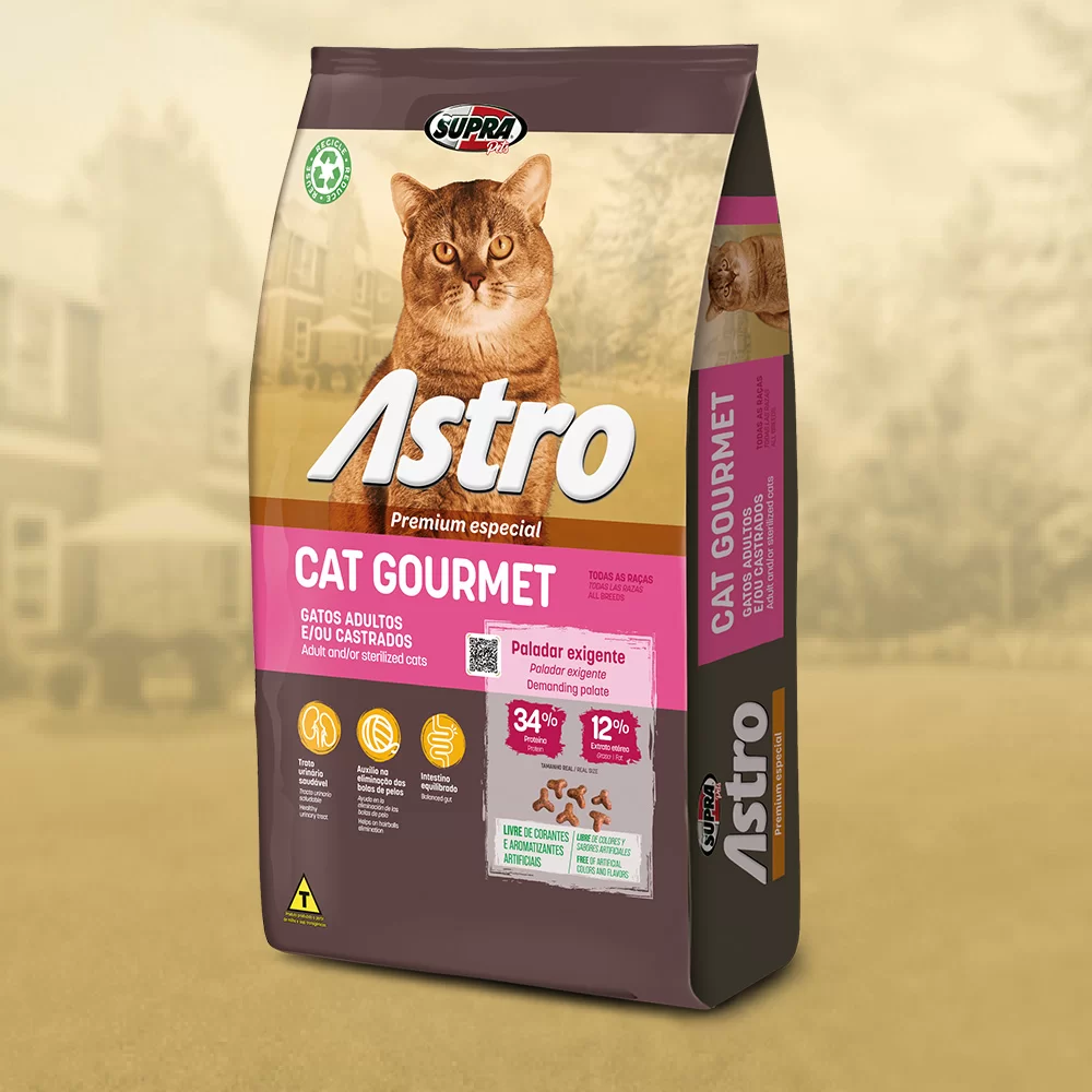 Ração Seca Astro Cat Gourmet para Gatos Adultou e/ou Castrados